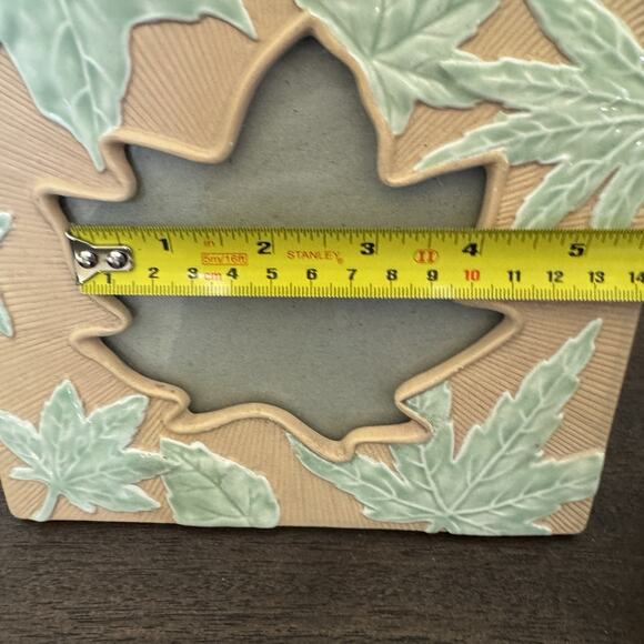 Ceramic Photo Frame 3D Maple Leaf Ceramic Glazed Textured 7" X 7" Nature Fall - Picture 8 of 13